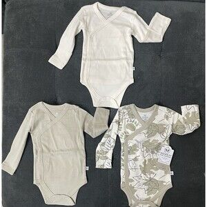 NWT's Honest Baby 0-3M Organic Cotton Side Snap Long Sleeve Bodysuits 3-Pack